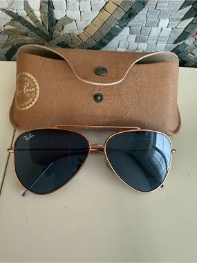 Ray-Ban Gold Frame Sunglasses with Dark Lenses